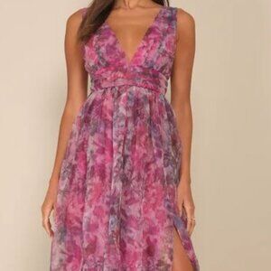 Lulu's Pink and Purple Maxi Dress